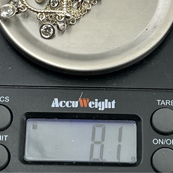 Vintage Diamonique Sterling Silver Chandelier Pendant Necklace, 16" - Picture 17 of 17